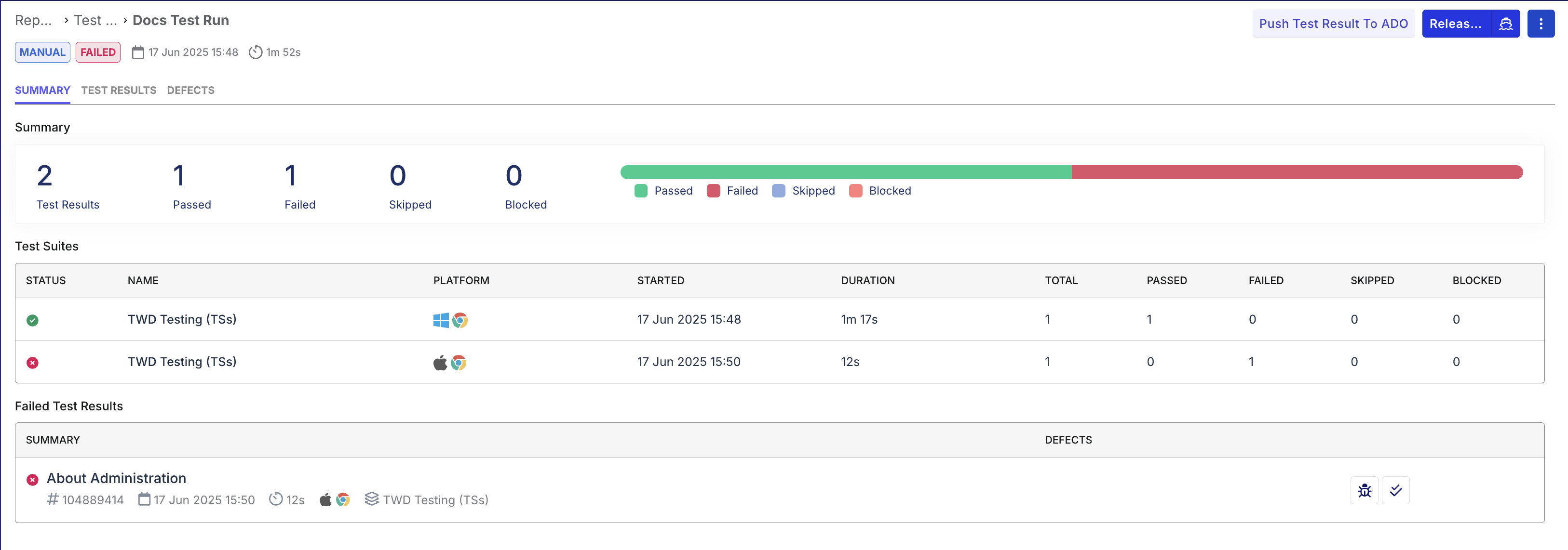 TO3 View Report Test Run Page